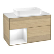 V&B Finion Meuble sous lavabo 100x60,3 cm, éclairage mural, Reg li glo wh. Lac, Oa ven