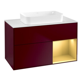 V&B Finion Meuble sous lavabo 100x60,3 cm, éclairage mural, Reg re gol mat, Peony mat