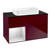 V&B Finion Meuble sous lavabo 100x60,3 cm, étagère gauche, blanc brillant, Peo mat