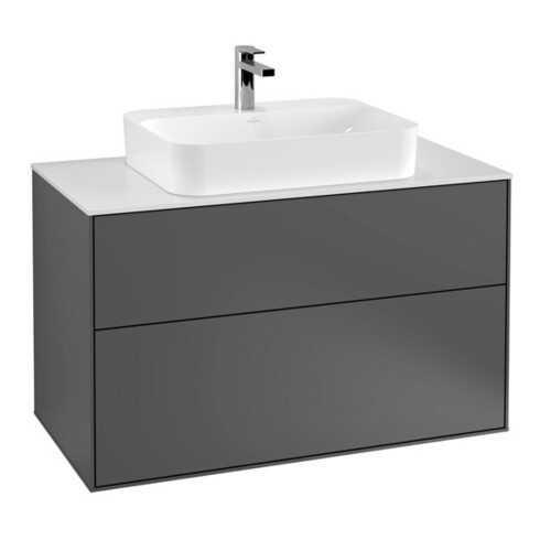 V&B Finion Meuble sous lavabo 100x60,3 cm, plan de toilette blanc, anthracite