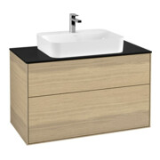 V&B Finion Meuble sous lavabo 100x60,3 cm, plancher d’abattant bleu m, placage chêne-1