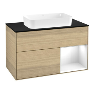 V&B Finion Meuble sous lavabo 100x60,3 cm, porte droite, blanc brillant, laqué, Oa ven