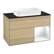 V&B Finion Meuble sous lavabo 100x60,3 cm, porte droite, blanc brillant, laqué, Oa ven