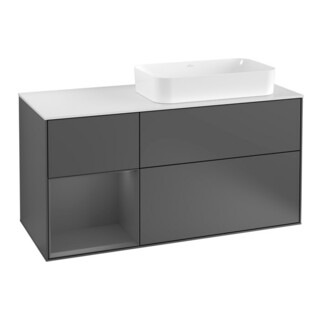 V&B Finion Meuble sous lavabo 120 cm, Anthracite, éclairage mural