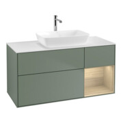 V&B Finion Meuble sous lavabo 120 cm, blanc, avec étagère et éclairage mural