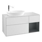 V&B Finion Meuble sous lavabo 120 cm, blanc mat, avec éclairage mural, laqué mat blanc-1