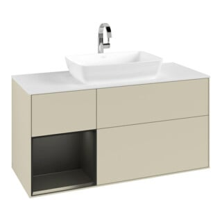 V&B Finion Meuble sous lavabo 120 cm, blanc mat, bleu gris mat laqué