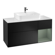 V&B Finion meuble sous-lavabo 120 cm, blanc mat, chêne naturel mat laqué, bleu mat laqué