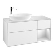 V&B Finion Meuble sous lavabo 120 cm, blanc mat, face blanc laqué, blanc brillant laqué-1