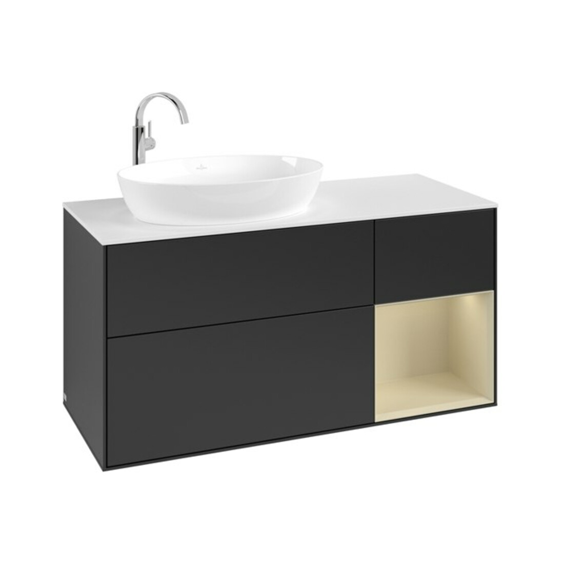 V&B Finion Meuble sous lavabo 120 cm, blanc mat, gris argent mat laqué, bleu mat laqué