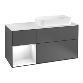 V&B Finion Meuble sous lavabo 120 cm, blanc mat, laqué anthracite m