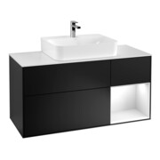 V&B Finion Meuble sous lavabo 120 cm, blanc mat, laque gris rouge, bleu mat laque