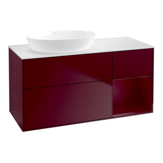 V&B Finion Meuble sous lavabo 120 cm, blanc mat, porte à rainure mate laquée, mate