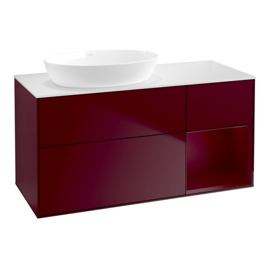 V&B Finion Meuble sous lavabo 120 cm, blanc mat, porte à rainure mate laquée, mate