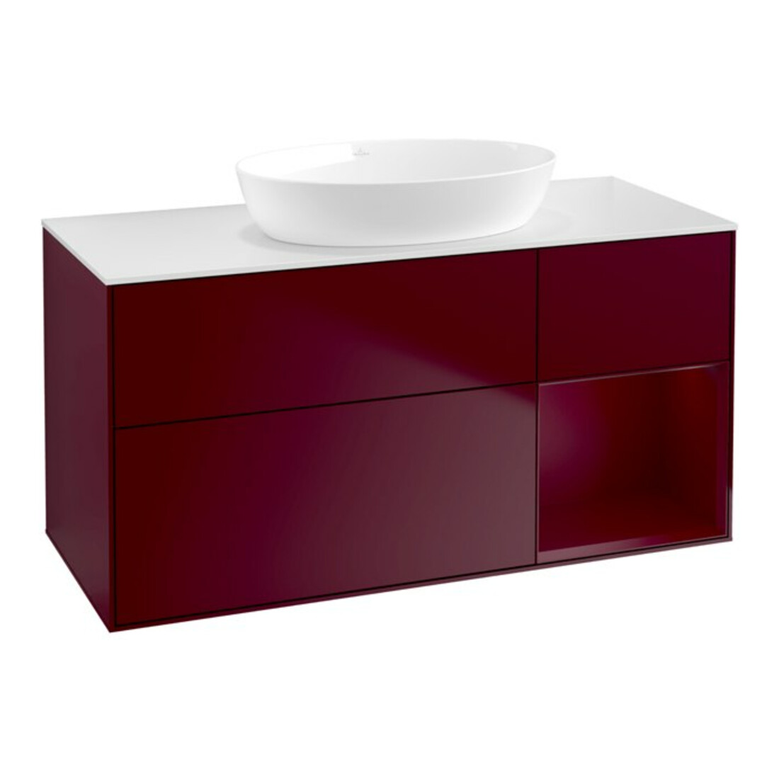 V&B Finion Meuble sous lavabo 120 cm, blanc mat, porte avec laque, porte m