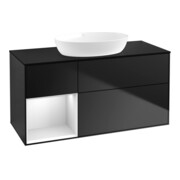 V&B Finion Meuble sous lavabo 120 cm, blanc mat, rangement blanc mat laqué, bleu mat laqué