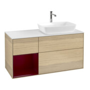 V&B Finion Meuble sous lavabo 120 cm, blanc mat, réglette LED avec variateur, finition laquée, ouverture à pression