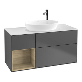 V&B Finion Meuble sous lavabo 120 cm, blanc mat, réglette Oa ven, anthracite mat