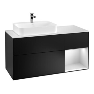 V&B Finion Meuble sous lavabo 120 cm, blanc mat, rouge brillant, blanc mat laqué, bleu mat laqué
