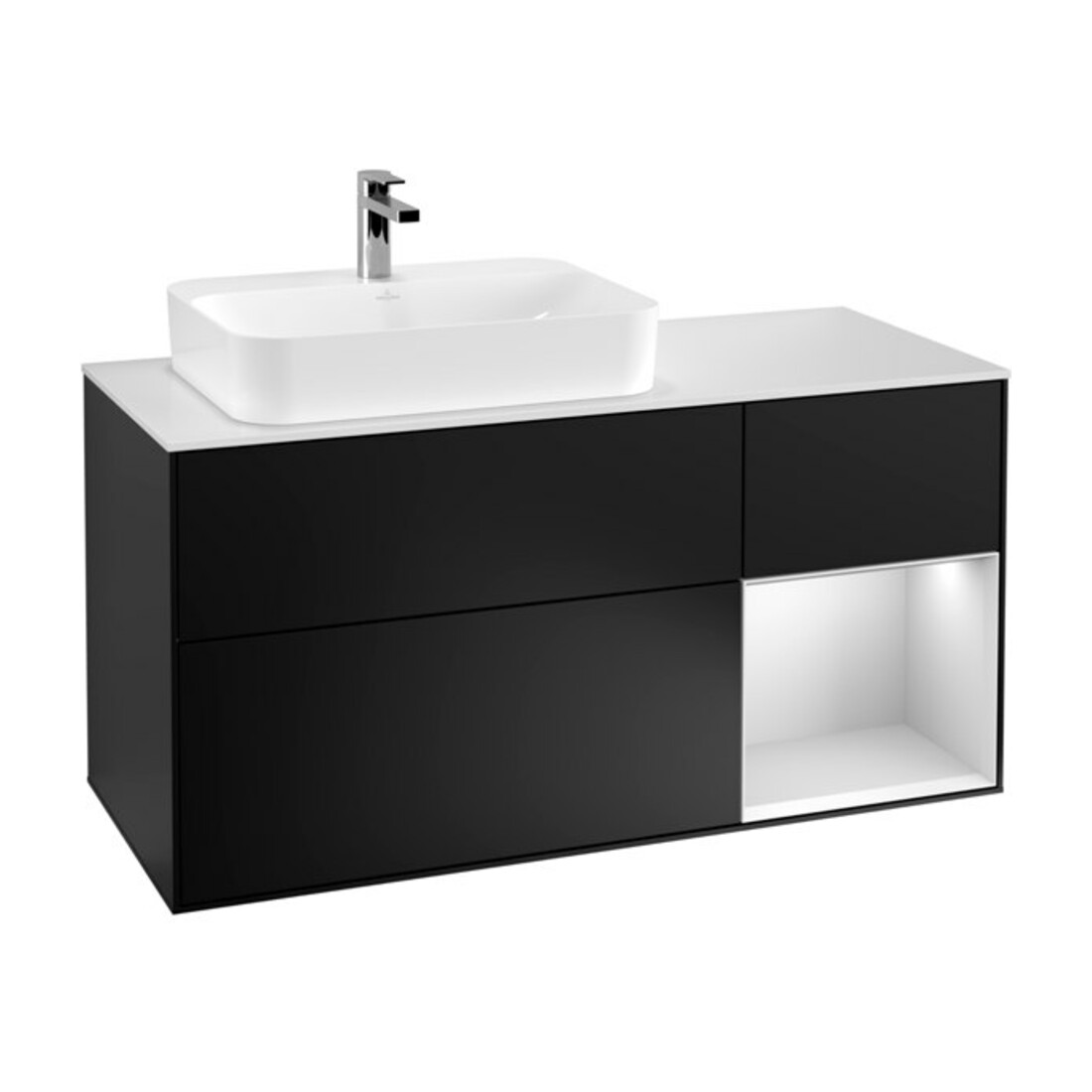 V&B Finion Meuble sous lavabo 120 cm, blanc mat, rouge brillant, blanc mat laqué, bleu mat laqué