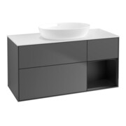 V&B Finion Meuble sous lavabo 120 cm, blanc mat, tiroir bleu mat laqué, anthracite mat