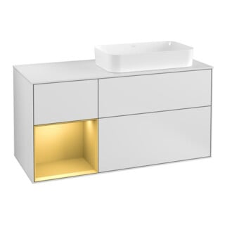 V&B Finion Meuble sous lavabo 120 cm, blanc, porte gauche, laqué blanc
