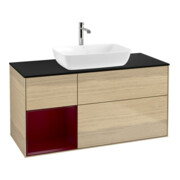 V&B Finion Meuble sous lavabo 120 cm, bleu clair, étagère, laqué, éclairage mural-1