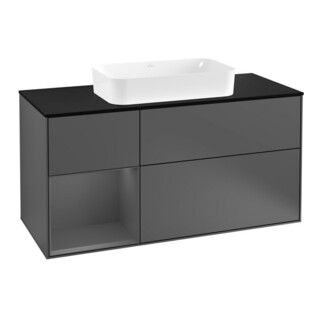V&B Finion Meuble sous-lavabo 120 cm, éclairage mural, anthracite