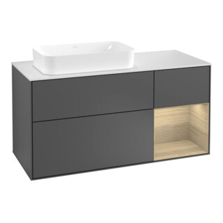 V&B Finion Meuble sous lavabo 120 cm, éclairage mural, anthracite