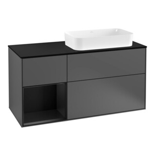 V&B Finion Meuble sous lavabo 120 cm, éclairage mural, anthracite