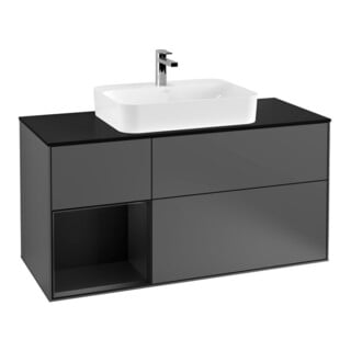 V&B Finion Meuble sous lavabo 120 cm, éclairage mural, anthracite