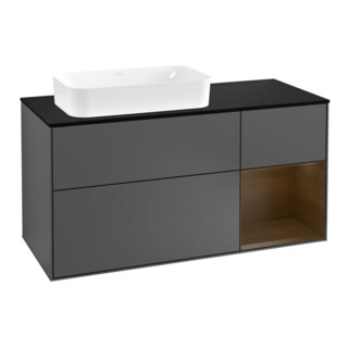 V&B Finion Meuble sous-lavabo 120 cm, éclairage mural, anthracite