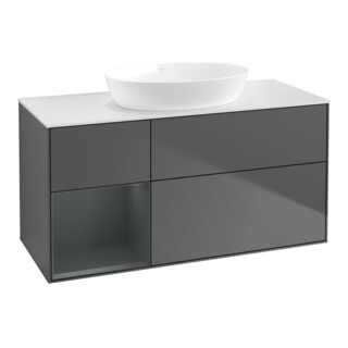 V&B Finion Meuble sous lavabo 120 cm, éclairage mural, anthracite, laqué