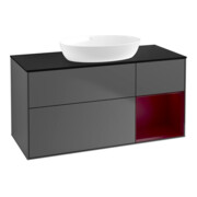 V&B Finion Meuble sous lavabo 120 cm, éclairage mural, anthracite, laqué