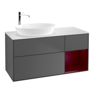 V&B Finion Meuble sous lavabo 120 cm, éclairage mural, anthracite, laqué