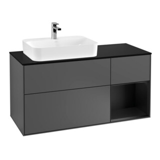 V&B Finion Meuble sous lavabo 120 cm, éclairage mural, anthracite laqué m