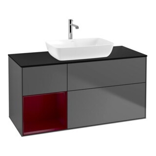 V&B Finion Meuble sous lavabo 120 cm, éclairage mural, anthracite m.