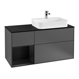 V&B Finion Meuble sous lavabo 120 cm, éclairage mural, anthracite m