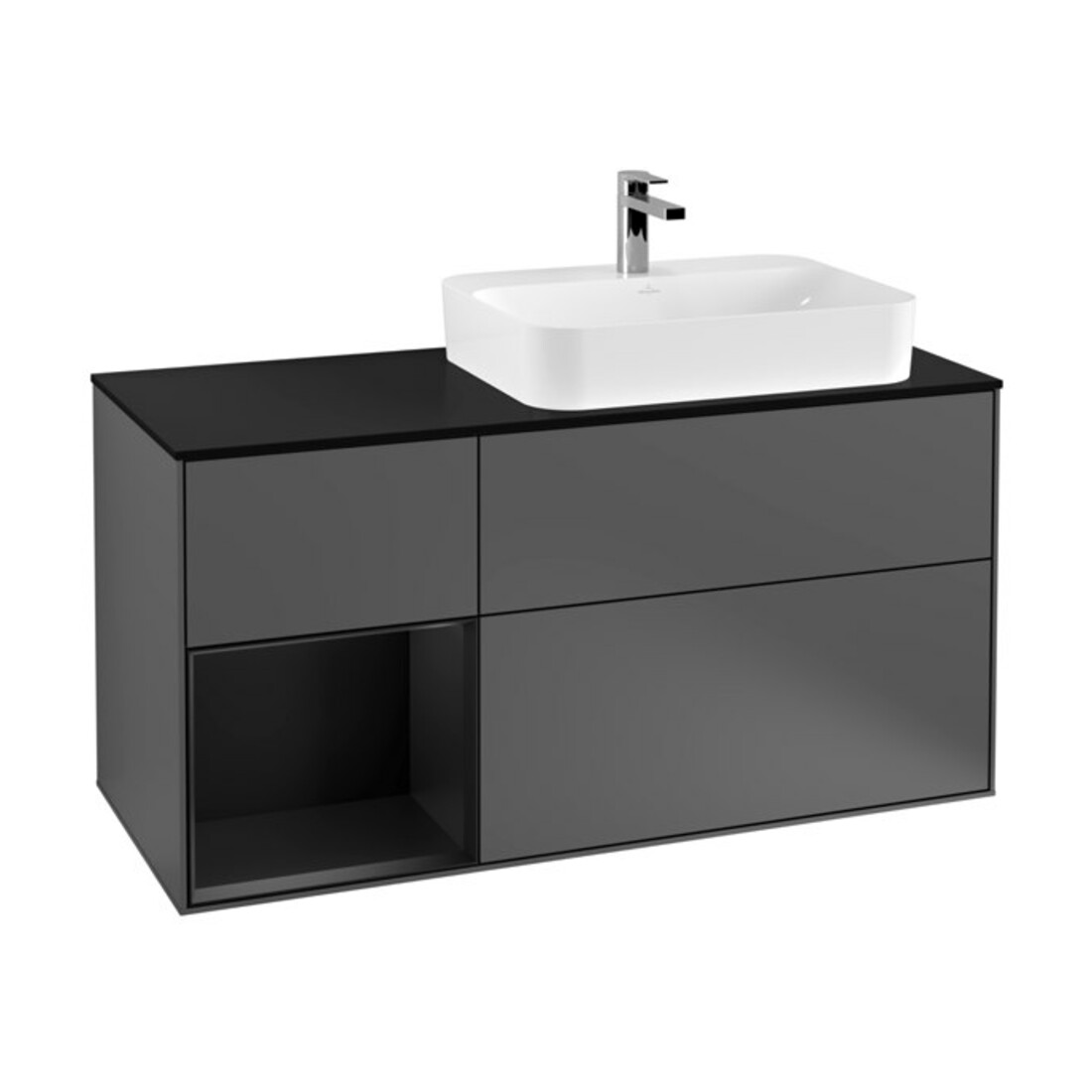 V&B Finion Meuble sous lavabo 120 cm, éclairage mural, anthracite m