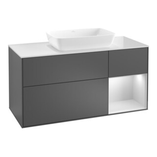 V&B Finion Meuble sous lavabo 120 cm, éclairage mural, anthracite m.