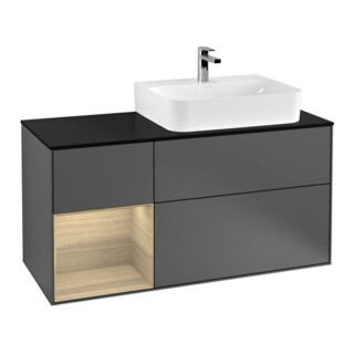 V&B Finion Meuble sous lavabo 120 cm, éclairage mural, anthracite m