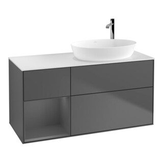 V&B Finion Meuble sous lavabo 120 cm, éclairage mural, anthracite m