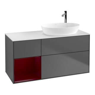 V&B Finion Meuble sous lavabo 120 cm, éclairage mural, anthracite m.