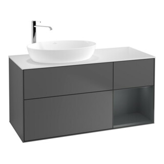 V&B Finion Meuble sous lavabo 120 cm, éclairage mural, anthracite m.