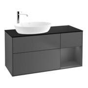 V&B Finion Meuble sous lavabo 120 cm, éclairage mural, anthracite m