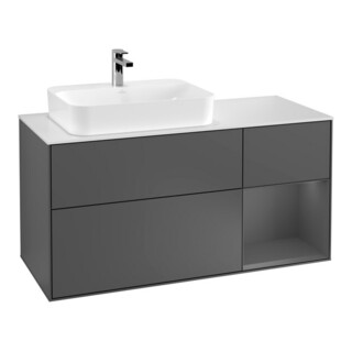 V&B Finion Meuble sous-lavabo 120 cm, éclairage mural, anthracite m