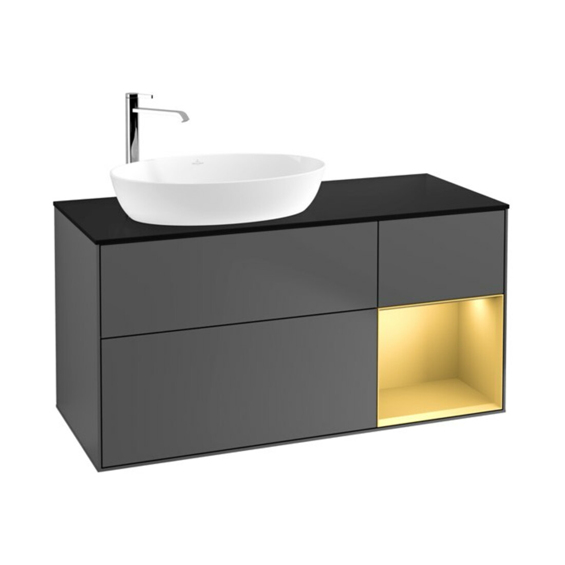 V&B Finion Meuble sous lavabo 120 cm, éclairage mural, anthracite m.