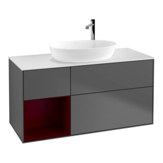V&B Finion Meuble sous lavabo 120 cm, éclairage mural, anthracite m
