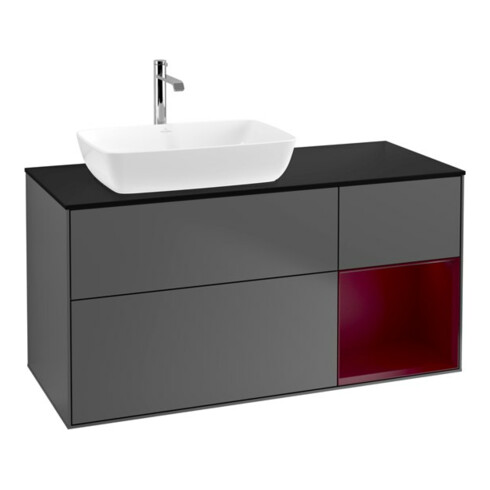 V&B Finion Meuble sous lavabo 120 cm, éclairage mural, anthracite m.