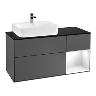 V&B Finion Meuble sous lavabo 120 cm, éclairage mural, anthracite mat